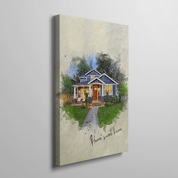Personalized House photo Painting Gift Shack Cercle